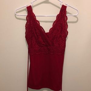 Red Lace Lined Top - Small
